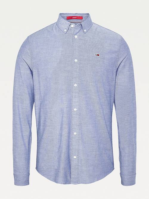 Tommy Hilfiger Stretch Oxford Cotton Slim Fit Moški Srajce Modra | TH906VFI