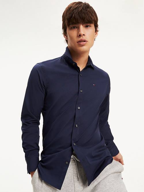 Tommy Hilfiger Stretch Slim Fit Moški Srajce Modra | TH129BIJ