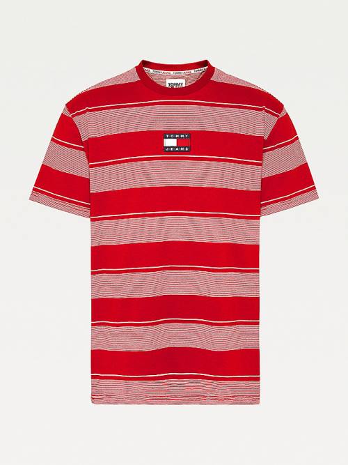 Tommy Hilfiger Stripe Badge Relaxed Fit Moški Majice Rdeča | TH710LVZ