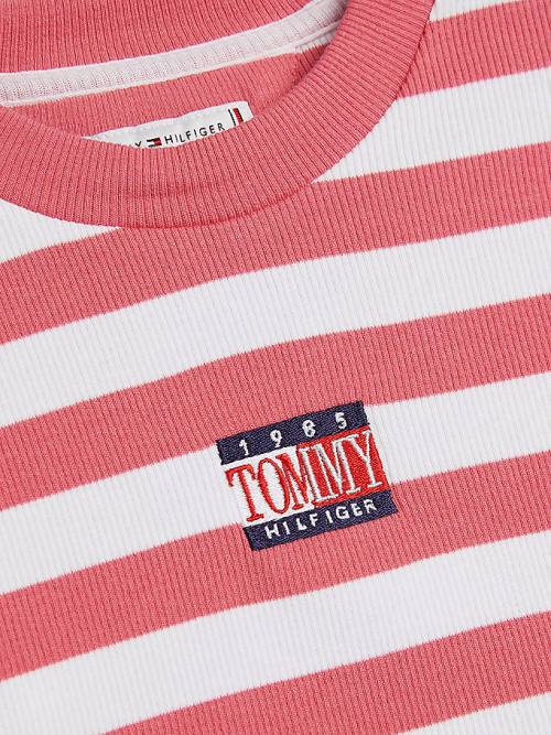 Tommy Hilfiger Stripe Crop Long Sleeve Dekleta Majice Rdeča | TH869YUB