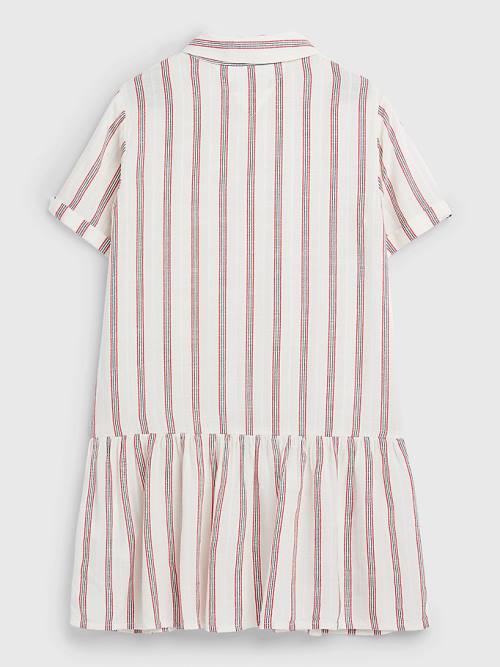 Tommy Hilfiger Stripe Dropped Waist Shirt Dekleta Obleke Bela | TH741BYV