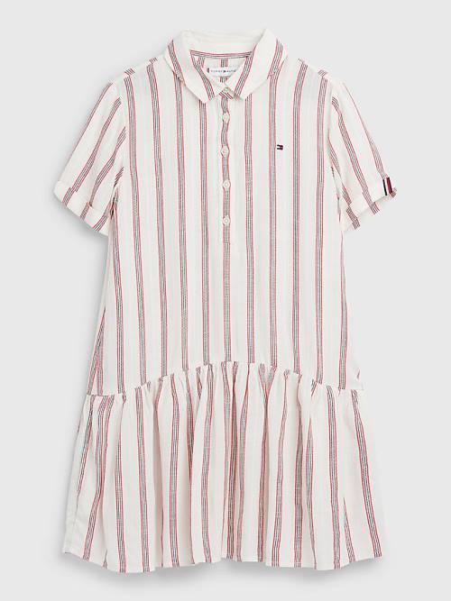 Tommy Hilfiger Stripe Dropped Waist Shirt Dekleta Obleke Bela | TH741BYV