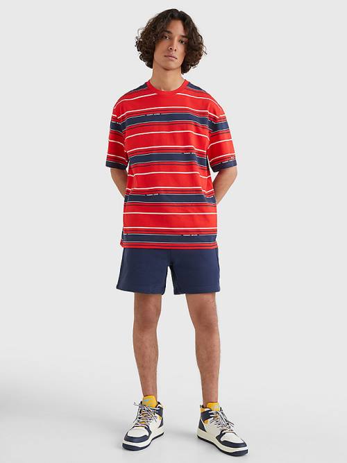 Tommy Hilfiger Stripe Organic Cotton Moški Majice Modra | TH165OAC