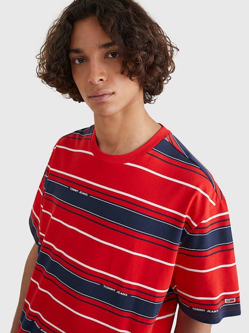 Tommy Hilfiger Stripe Organic Cotton Moški Majice Modra | TH165OAC