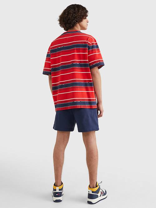 Tommy Hilfiger Stripe Organic Cotton Moški Majice Modra | TH165OAC