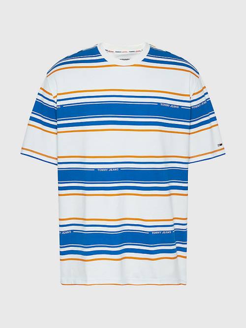 Tommy Hilfiger Stripe Organic Cotton Moški Majice Bela | TH627XST