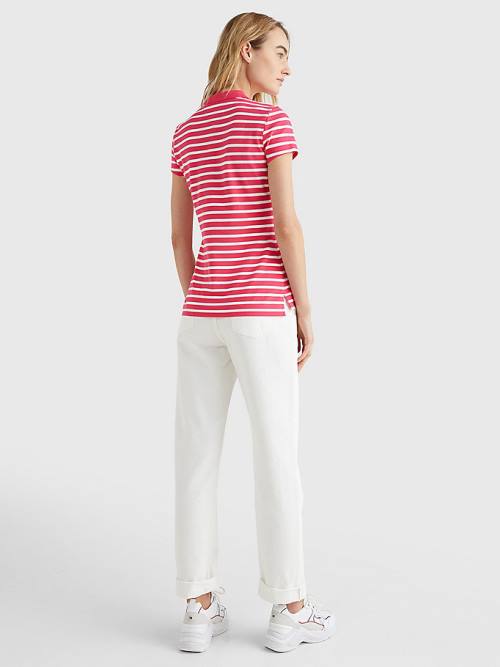 Tommy Hilfiger Stripe Slim Fit Ženske Polo Majica Roza | TH497SKM