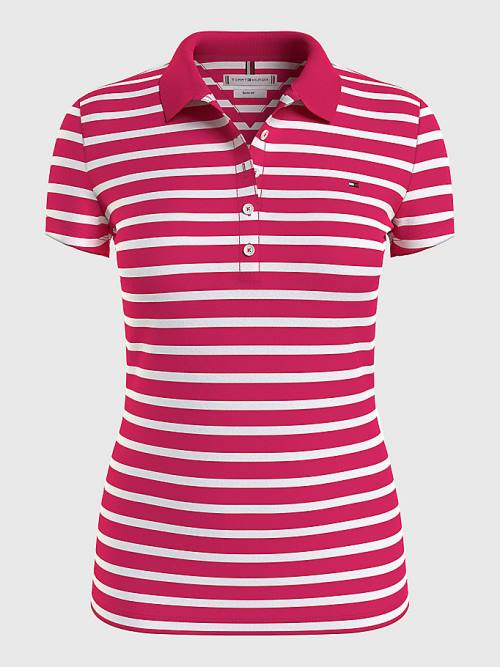 Tommy Hilfiger Stripe Slim Fit Ženske Polo Majica Roza | TH497SKM