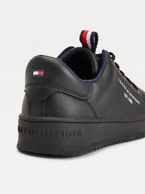 Tommy Hilfiger Stripe Webbing Low-Top Fantje Superge Črna | TH175FJV