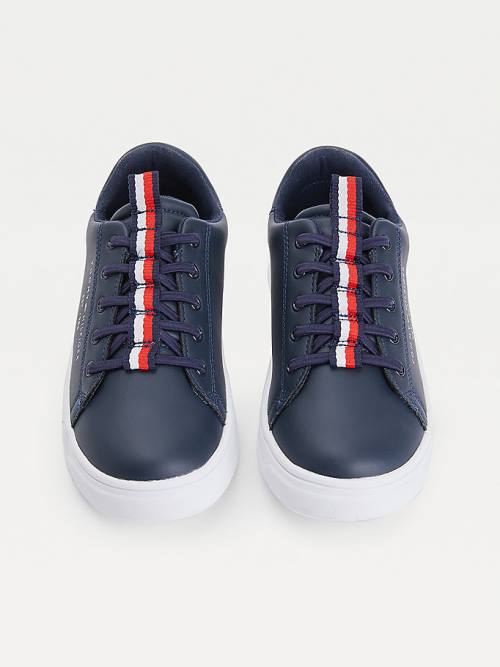 Tommy Hilfiger Stripe Webbing Low-Top Fantje Superge Modra | TH390NDC