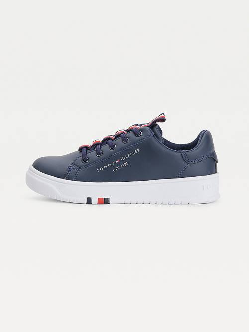 Tommy Hilfiger Stripe Webbing Low-Top Fantje Superge Modra | TH390NDC