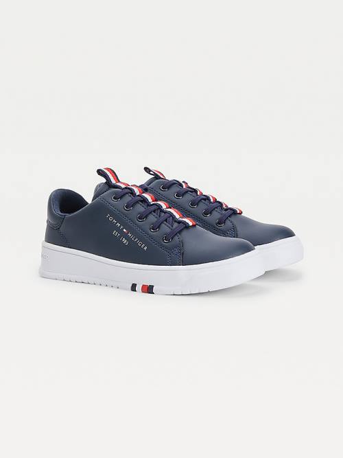 Tommy Hilfiger Stripe Webbing Low-Top Fantje Superge Modra | TH390NDC