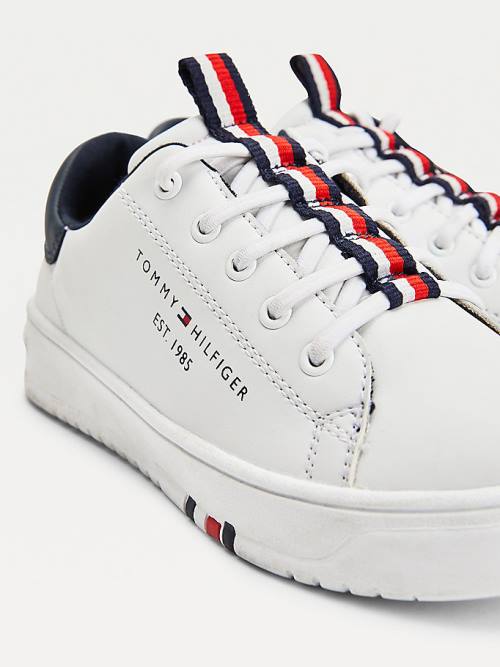 Tommy Hilfiger Stripe Webbing Low-Top Fantje Superge Bela | TH418EUP