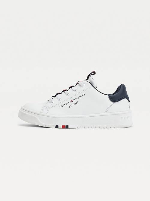 Tommy Hilfiger Stripe Webbing Low-Top Fantje Superge Bela | TH418EUP