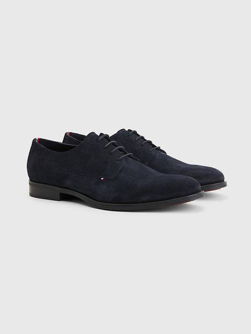 Tommy Hilfiger Suede Derby Moški Svečani Čevlji Modra | TH429XQB