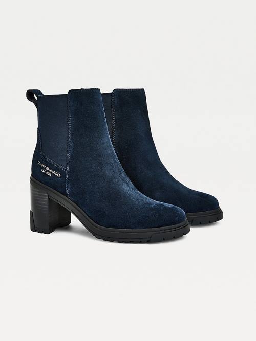 Tommy Hilfiger Suede High Heel Chelsea Ženske Škornji Modra | TH813VAR