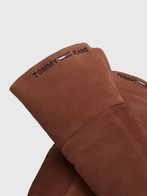 Tommy Hilfiger Suede Warm Lined Cleat Knee Ženske Škornji Rjav | TH672MXR