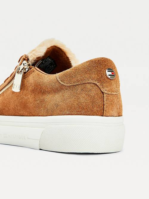 Tommy Hilfiger Suede Warm Lined Vulcanised Ženske Superge Rjav | TH761PWG