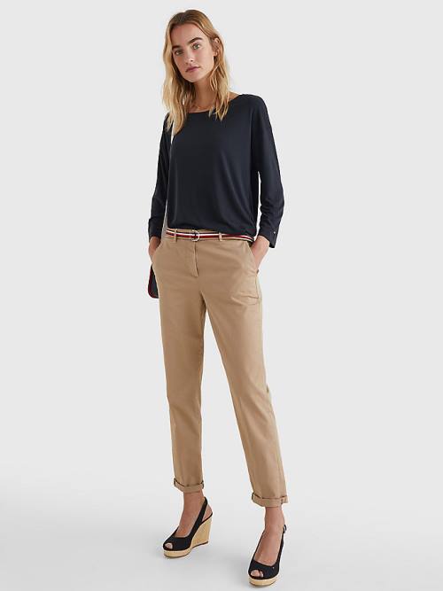 Tommy Hilfiger Sueded Relaxed Boat Neck Ženske Majice Črna | TH632ITU