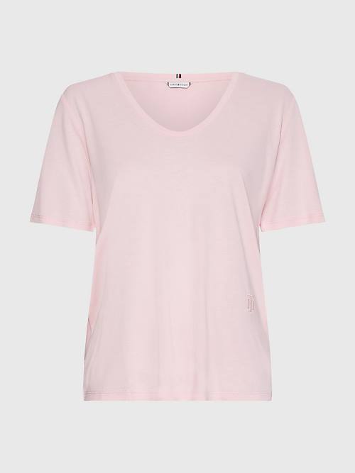 Tommy Hilfiger Sueded Scoop Neck Relaxed Ženske Majice Roza | TH209RWX