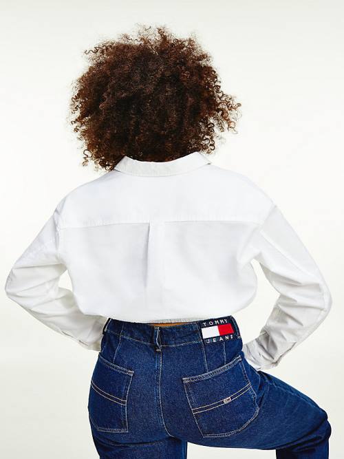 Tommy Hilfiger Super Cropped Organic Cotton Boyfriend Ženske Srajce Bela | TH360CVN