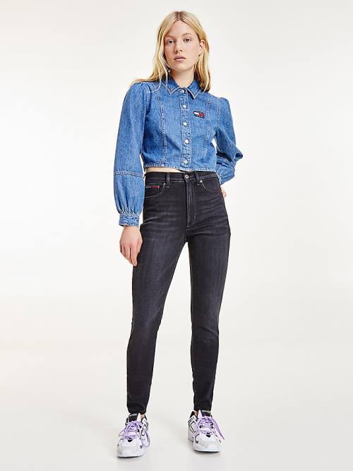 Tommy Hilfiger Sylvia High Rise Super Skinny Black Ženske Kavbojke Denim | TH607TIV