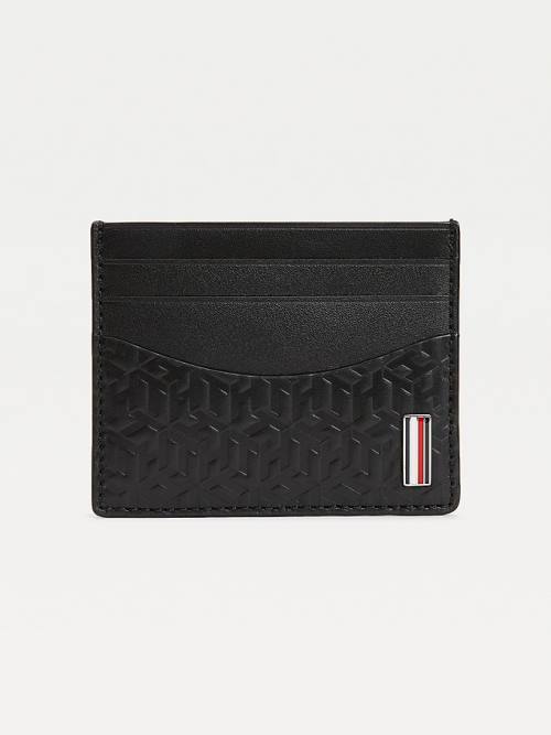 Tommy Hilfiger TH Business Monogram Credit Card Holder Moški Denarnice Črna | TH798QXF