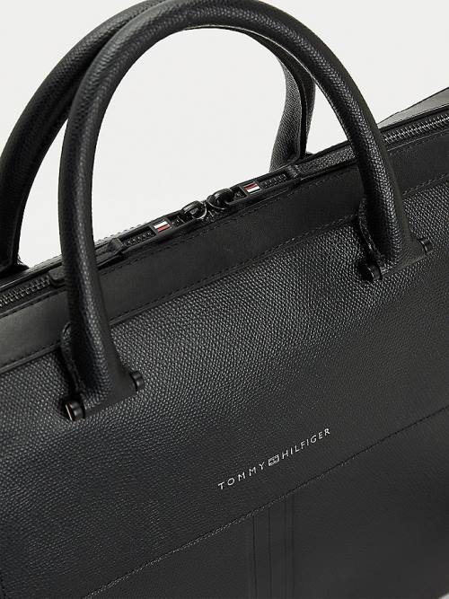 Tommy Hilfiger TH Business Slim Leather Computer Moški Torbice Črna | TH108CWL