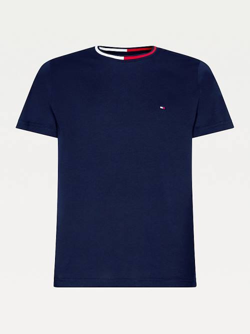 Tommy Hilfiger TH Cool Flag Collar Moški Majice Modra | TH168NYG