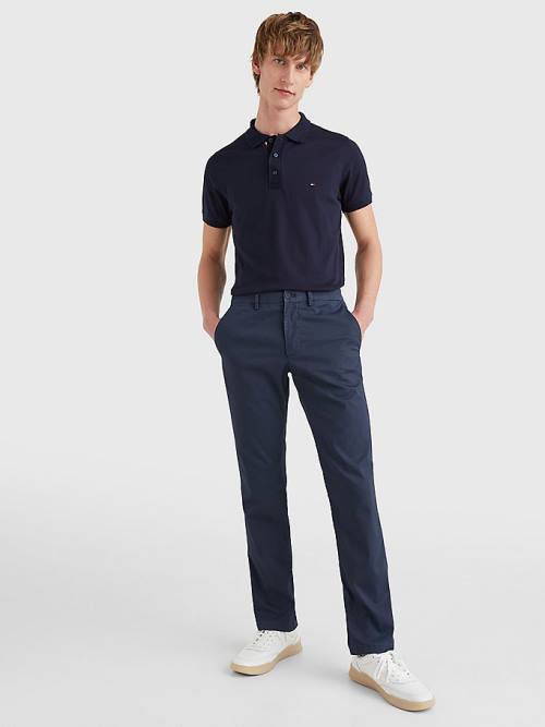 Tommy Hilfiger TH Flex Bubble Weave Slim Moški Polo Majica Modra | TH134VXO