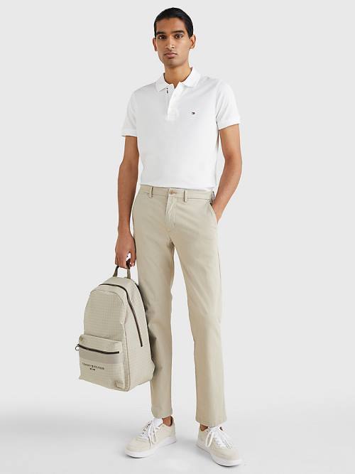 Tommy Hilfiger TH Flex Bubble Weave Slim Moški Polo Majica Bela | TH645MXR