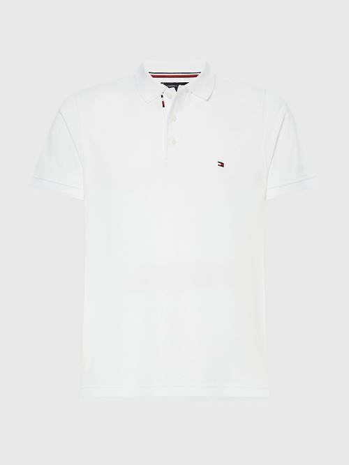 Tommy Hilfiger TH Flex Bubble Weave Slim Moški Polo Majica Bela | TH645MXR