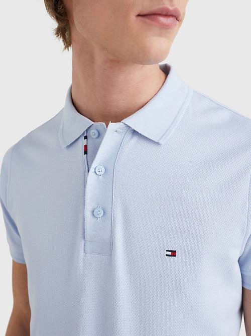 Tommy Hilfiger TH Flex Bubble Weave Slim Moški Polo Majica Modra | TH831YGI