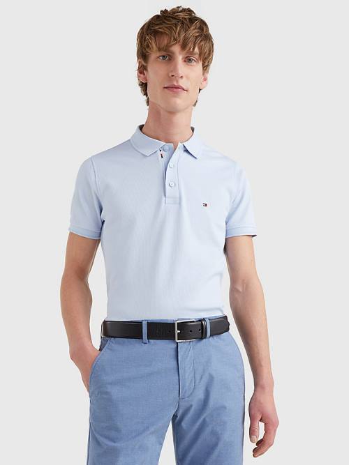 Tommy Hilfiger TH Flex Bubble Weave Slim Moški Polo Majica Modra | TH831YGI