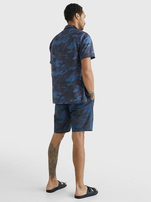 Tommy Hilfiger TH Flex Camo Short Sleeve Moški Srajce Modra | TH348ZUL