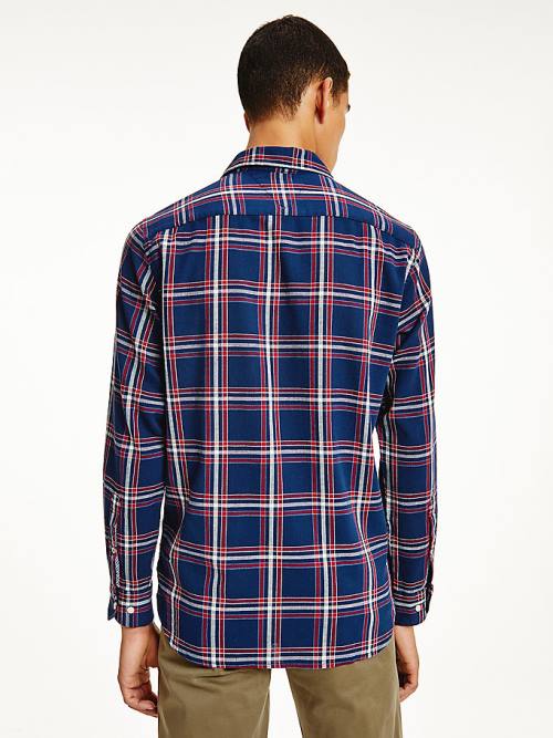 Tommy Hilfiger TH Flex Plaid Regular Fit Moški Srajce Modra | TH127NZI