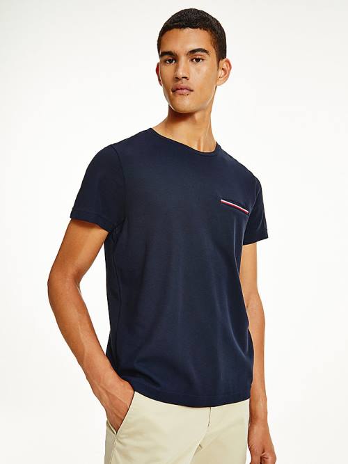 Tommy Hilfiger TH Flex Signature Detailing Moški Majice Modra | TH713YEL