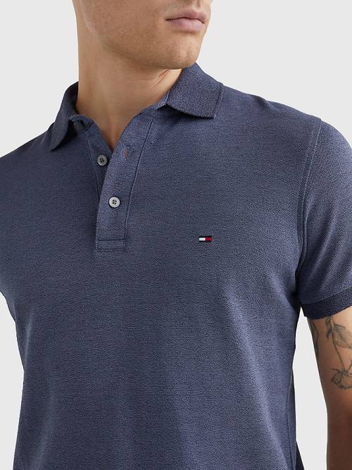 Tommy Hilfiger TH Flex Slim Fit Moški Polo Majica Modra | TH491OZL