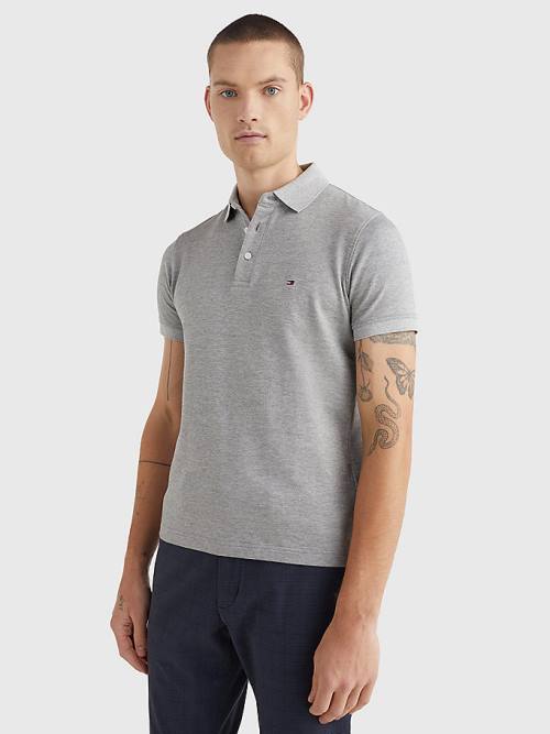 Tommy Hilfiger TH Flex Slim Fit Moški Polo Majica Siva | TH721XVW