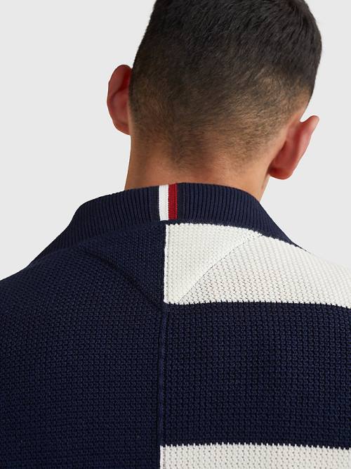 Tommy Hilfiger TH Flex Stripe Crest Cardigan Moški Puloverji Modra | TH548HBE