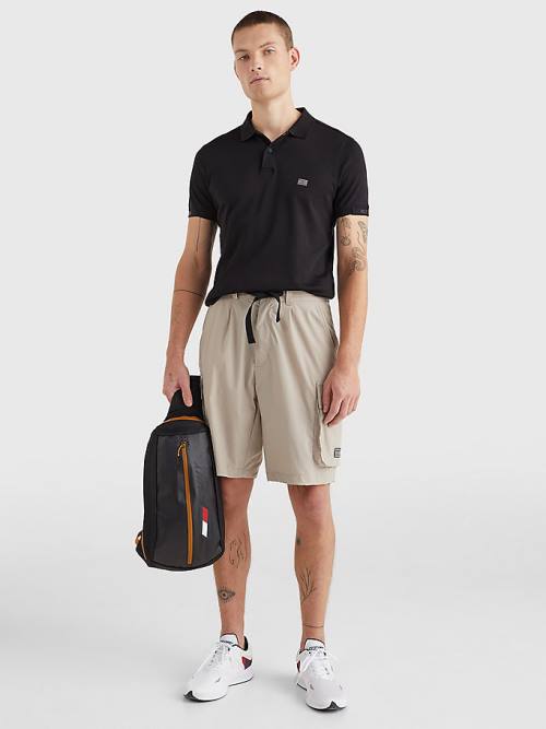 Tommy Hilfiger TH Flex Tech Essentials Slim Moški Polo Majica Črna | TH381MJU