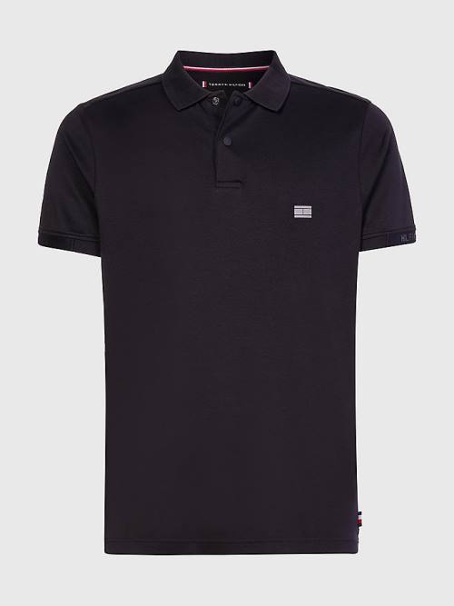 Tommy Hilfiger TH Flex Tech Essentials Slim Moški Polo Majica Črna | TH381MJU