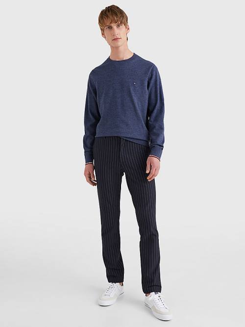 Tommy Hilfiger TH Flex Tipped Cuffs Jumper Moški Puloverji Modra | TH042LKG