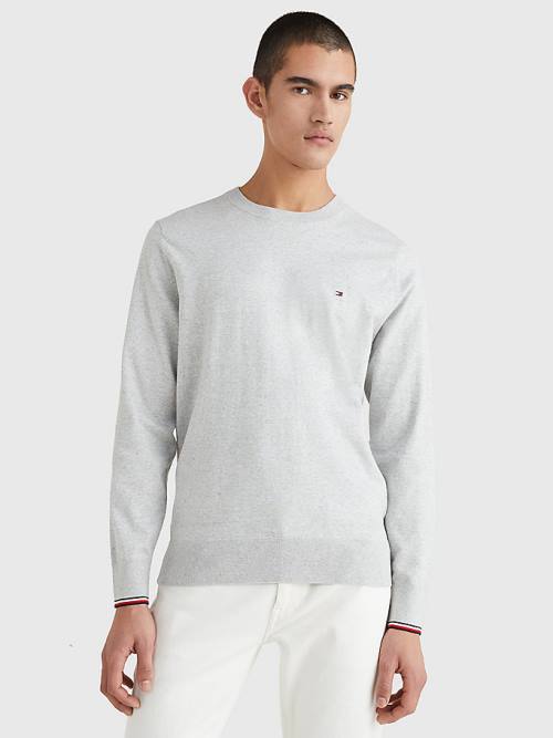 Tommy Hilfiger TH Flex Tipped Cuffs Jumper Moški Puloverji Siva | TH860ZPT