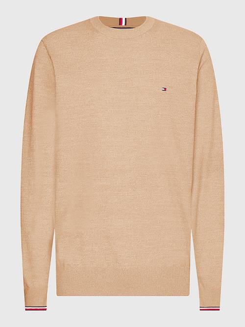 Tommy Hilfiger TH Flex Tipped Cuffs Jumper Moški Puloverji Rjav | TH901FBK