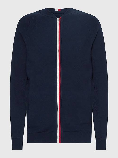 Tommy Hilfiger TH Flex Zip-Thru Cardigan Moški Puloverji Modra | TH560MYA