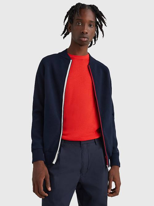 Tommy Hilfiger TH Flex Zip-Thru Cardigan Moški Puloverji Modra | TH560MYA