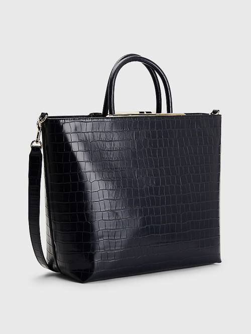 Tommy Hilfiger TH Modern Croco Effect Tote Ženske Torbice Modra | TH281HZS