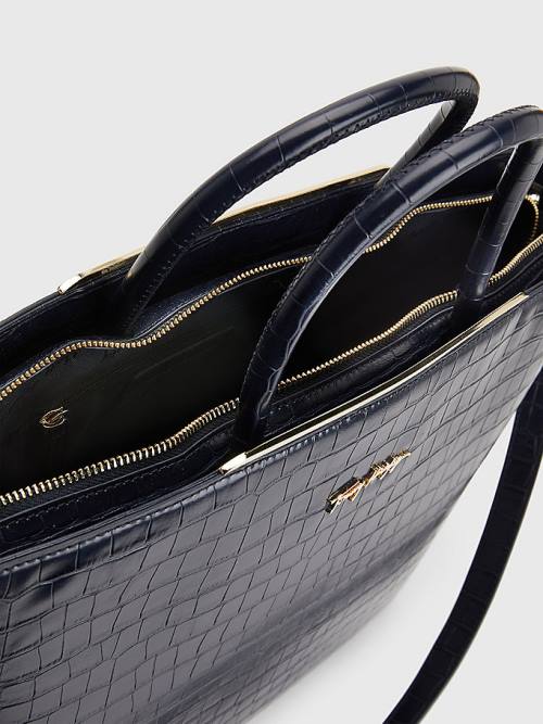 Tommy Hilfiger TH Modern Croco Effect Tote Ženske Torbice Modra | TH281HZS