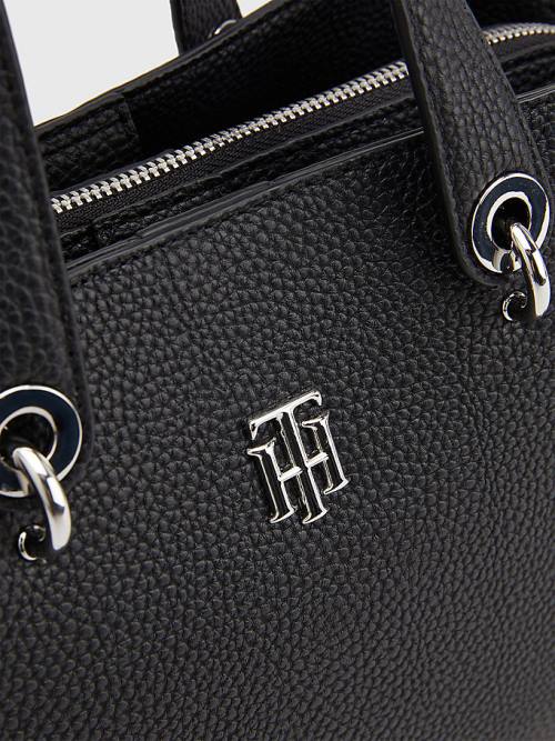 Tommy Hilfiger TH Monogram Medium Satchel Ženske Torbice Črna | TH275RLT